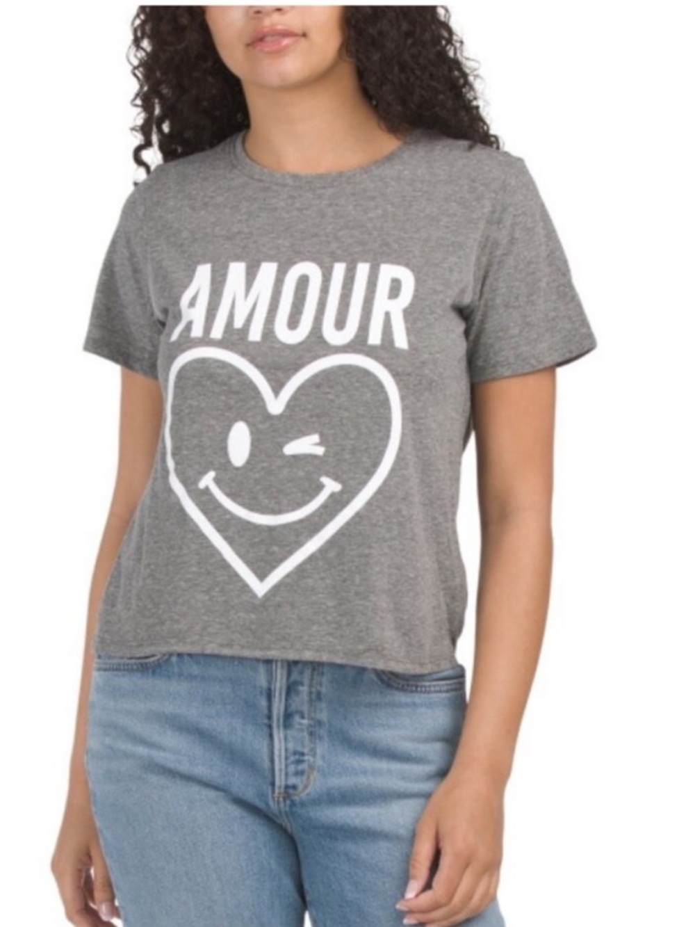 NWT cinq a sept smiley heart shrunken t shirt Sz M navy/white $85